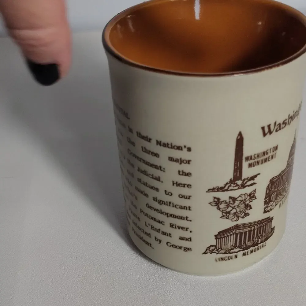 Nation's Capital Mug Washington D.C. Landmarks Historical Text 1992 Beige